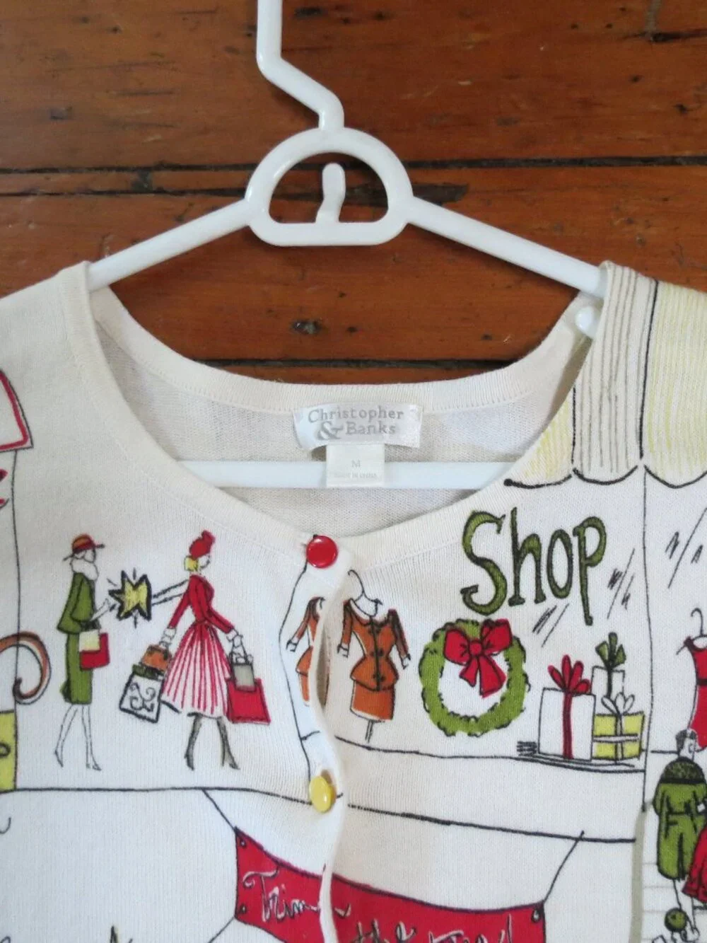 Christopher & Banks Cardigan Sweater Holiday Shopping French Scene Christmas